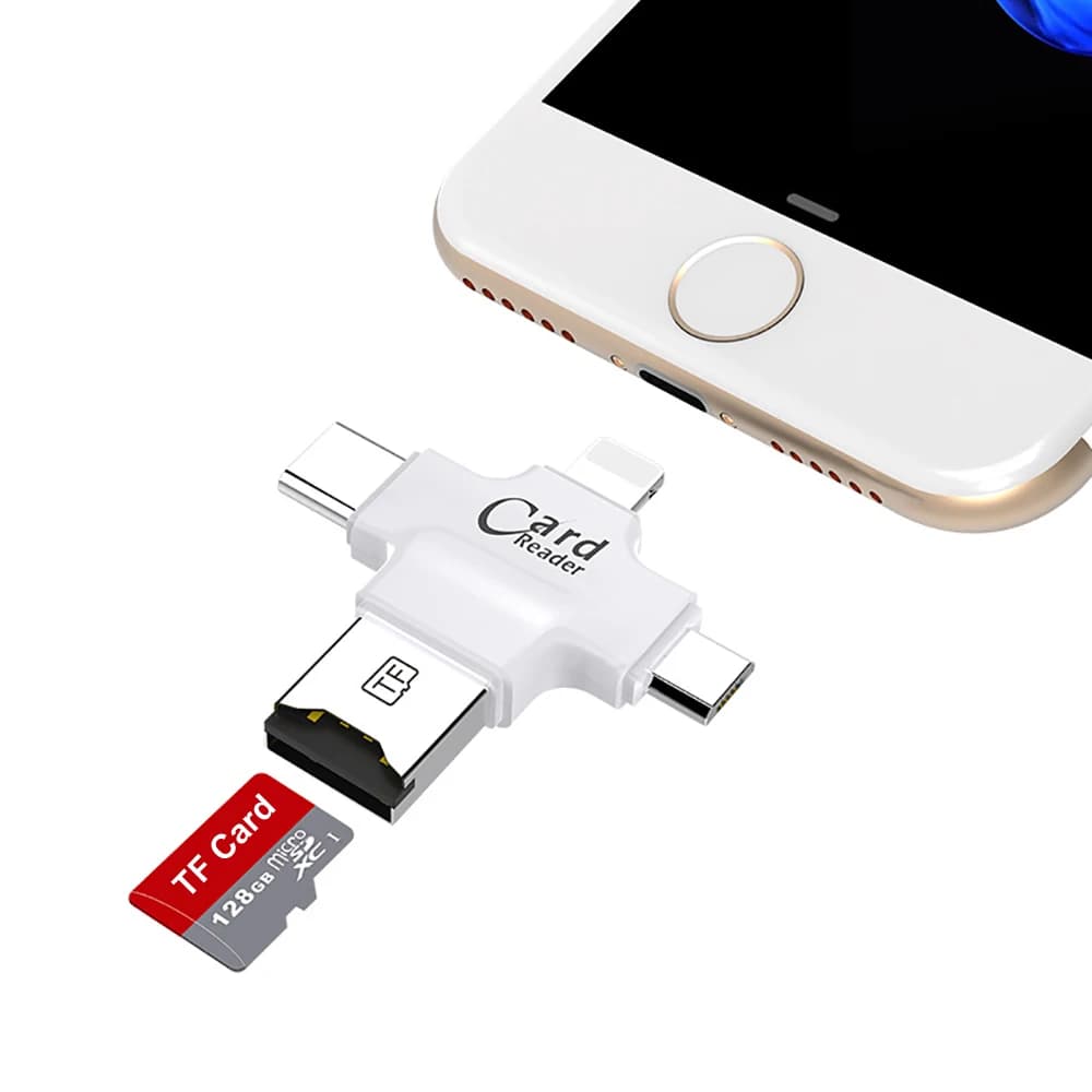Lecteur de cartes Micro SD TF, adaptateur pour cartes mémoire flash, compatible avec les iPhone, iPad, téléphones Android, MacBook et ordinateurs.