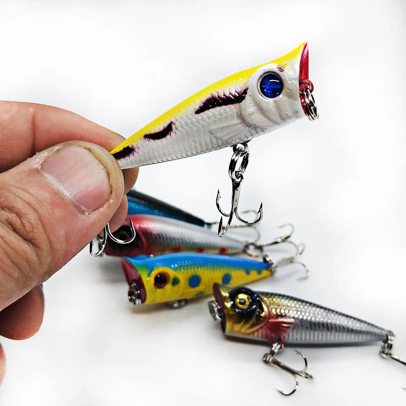 POETRYYI-Mini leurre rigide Popper en plastique, appât Élde type poisson nageur idéal pour la pêche en surface, jerkbait, 50mm, 5g