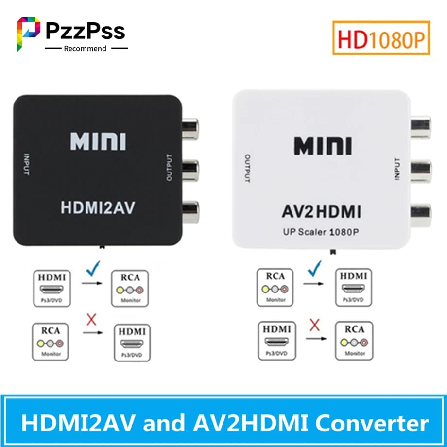 Adaptateur de détartreur vidéo Composite 1080P compatible HDMI vers AV convertisseur RCA vers HDMI-compatible CVSB L/R boîtier de convertisseur de détartreur vidéo