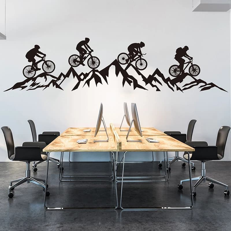 Grand autocollant mural en vinyle pour vélo de montagne, voyage, bureau, Sport extrême, montagne, chambre d'enfants, Dec