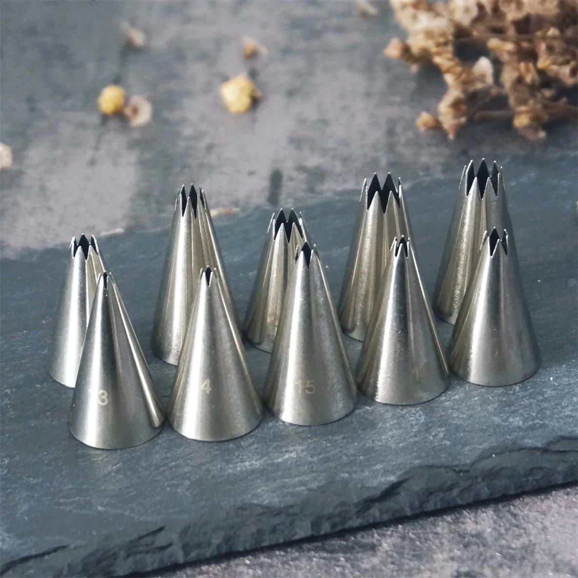 # Buse de glaçage étoile ouverte 13-22, pointe de tuyauterie de petite taille en acier inoxydable, pointes de décoration de gâteaux, outils de pointe de pâtisserie glacée royale, ustensiles de cuisson