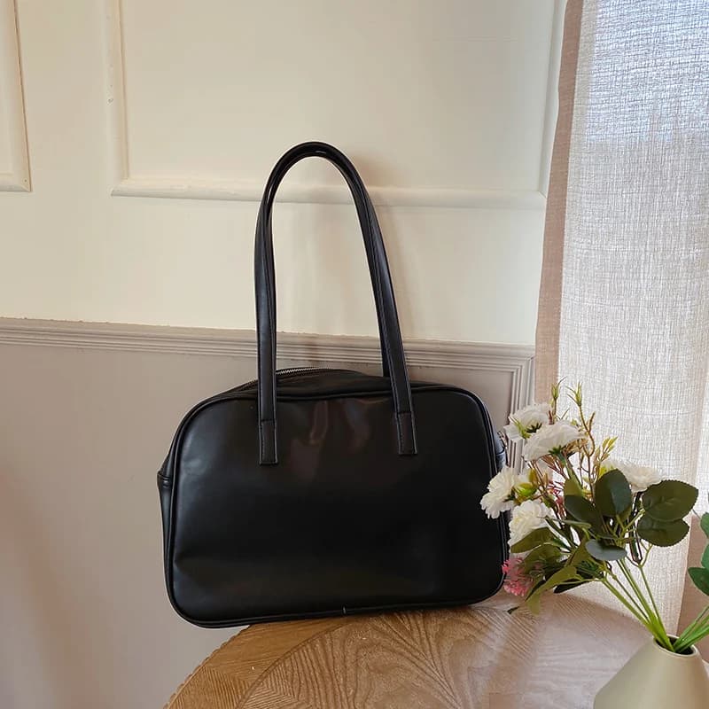 Sac à Main Souple en Cuir PU pour Femmes, Simple, Grande Capacité, à la Mode, Solide, Sous les Bras, Fourre-Tout de Voyage