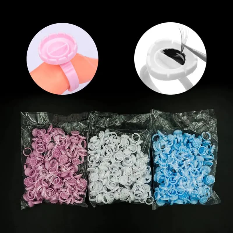 Support de gobelets pour faux-cils, 100 pièces, plantation, greffage, floraison rapide, éventail, Extension de cils, colle, anneau, outil de maquillage