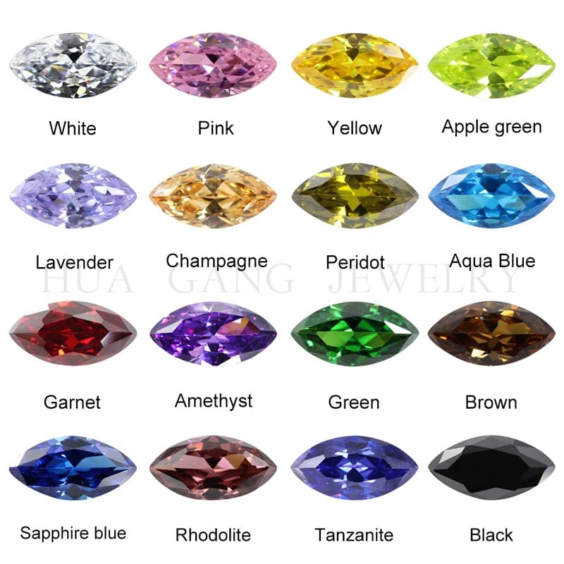 Pierre de zircone cubique en forme de Marquise, multicolore, coupe brillante, perles synthétiques amples pour bijoux AAAAA 1.5x3mm à 5x10mm