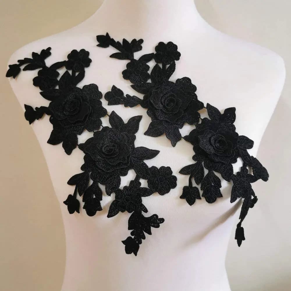 Lot de 2 patchs brodés en forme de rose à coudre sur tissu, pour robe, chapeau, sac, jean, appliques, accessoires de vêtements, réparation DIY
