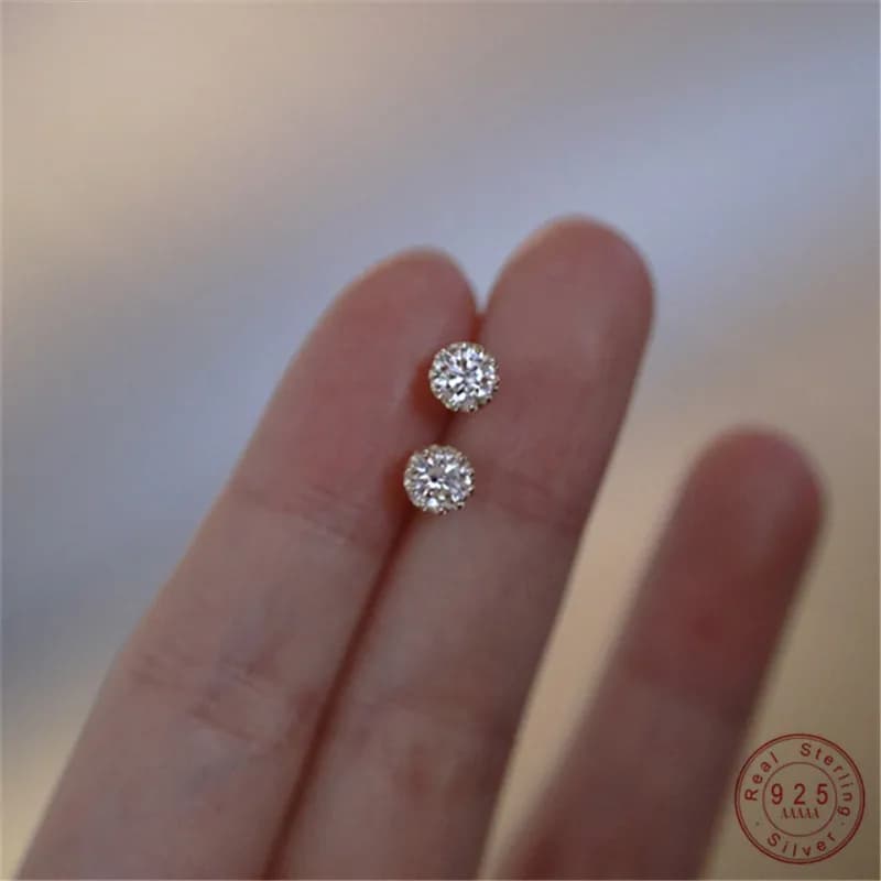 Boucles d'oreilles françaises simples en argent Sterling 925, cristal scintillant, pour femmes, tempérament de luxe léger, bijoux cadeau de fête de mariage