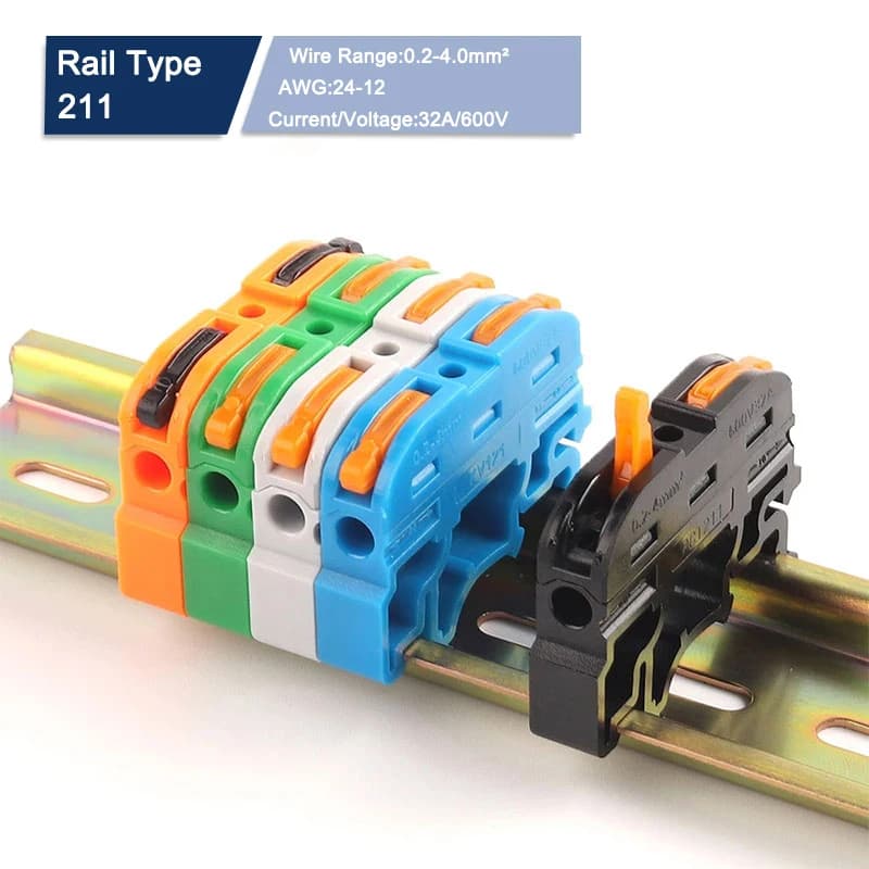 Connecteur de fil rapide de Type Rail Din 211, bornier de câble conducteur d'épissure Compact au lieu du connecteur de câblage UK 2,5B, 10 pièces