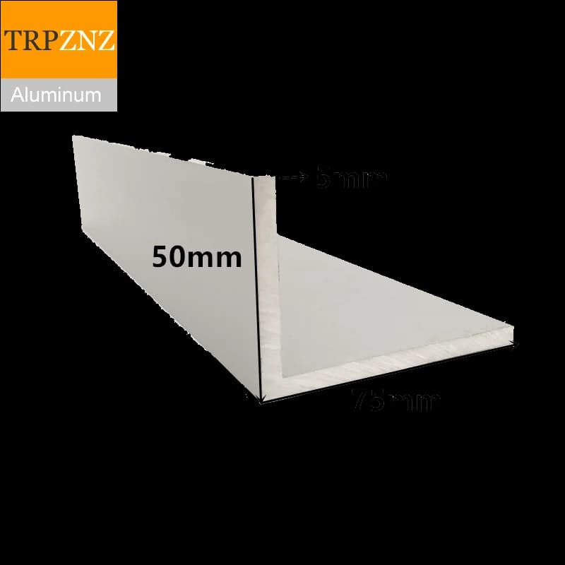 Alliage d'aluminium en forme de L à angle droit, profil triangulaire de bordure, matériaux de décoration, 50x75mm d'épaisseur, 5mm, 6063