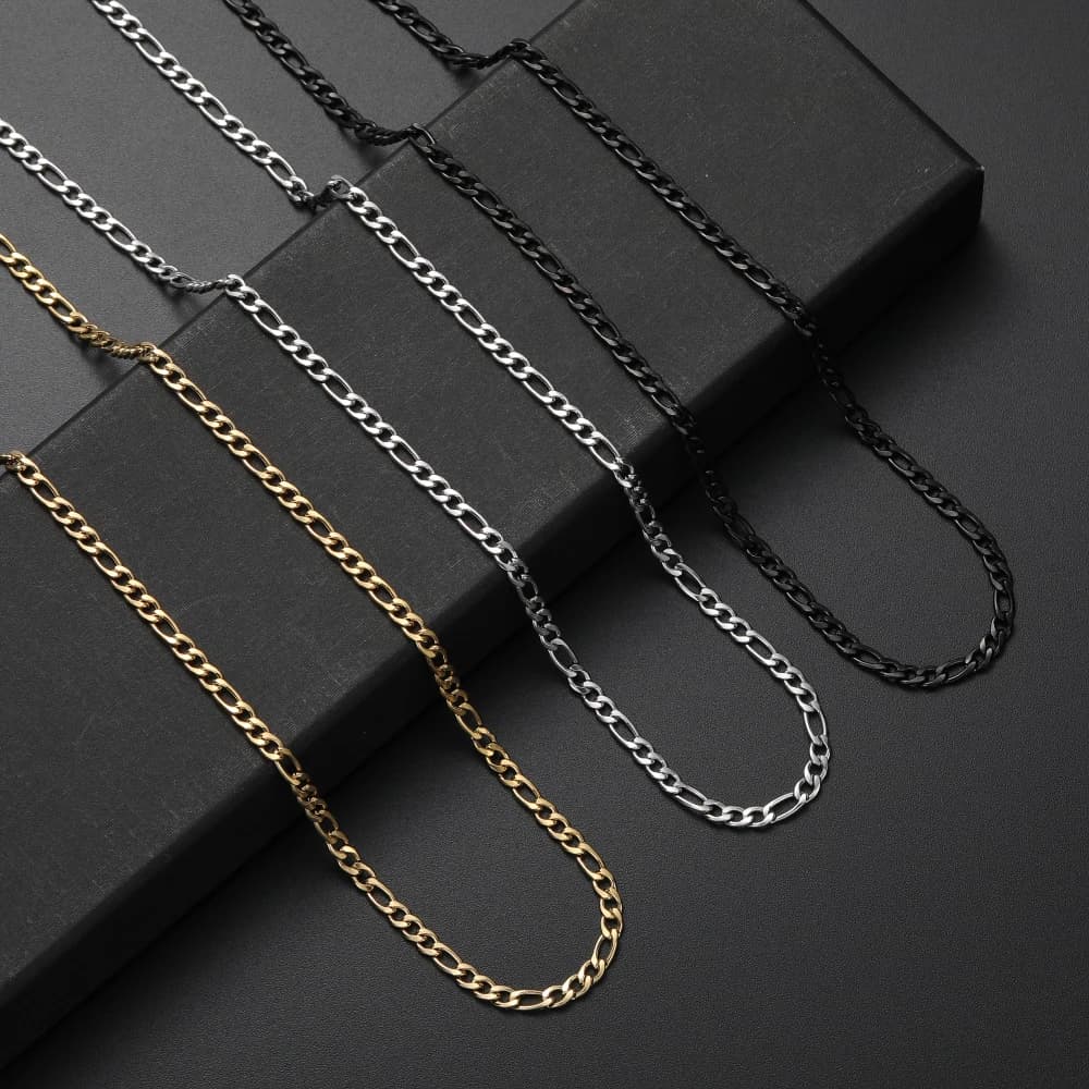 Collier chaîne noire dorée en acier inoxydable, largeur 4MM, bijoux cadeaux à la mode pour hommes et femmes, qualité supérieure 50/55/60/70CM, nouvelle collection