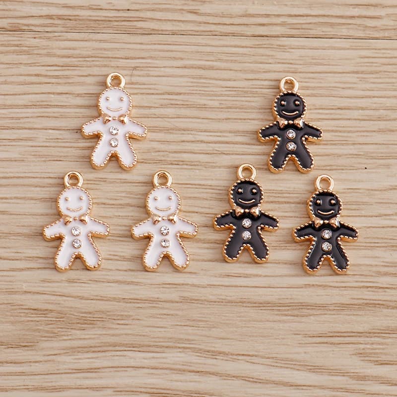 10 pièces 11*17mm émail pain d'épice homme breloques pendentifs pour colliers boucles d'oreilles bricolage dessin animé cristal breloques bijoux artisanat fait à la main
