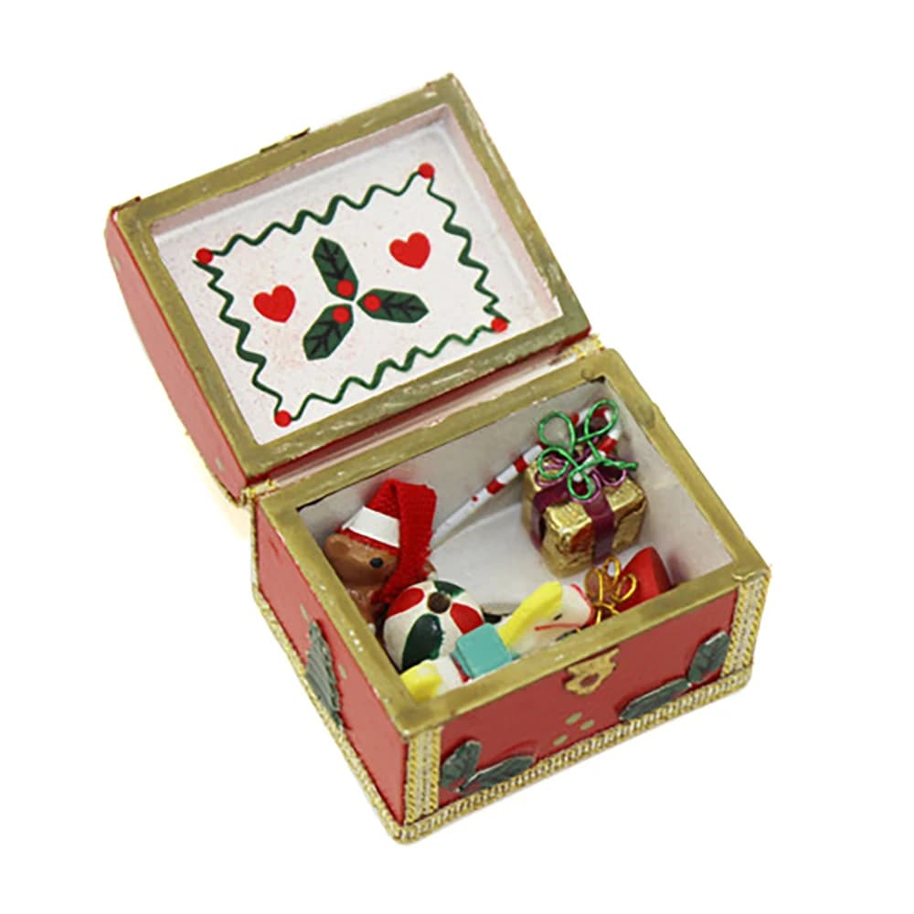 Mini boîte cadeau de Noël en bois, accessoires miniatures, maison de courses, modèle pour la décoration de la maison au beurre, 1/12, ob11