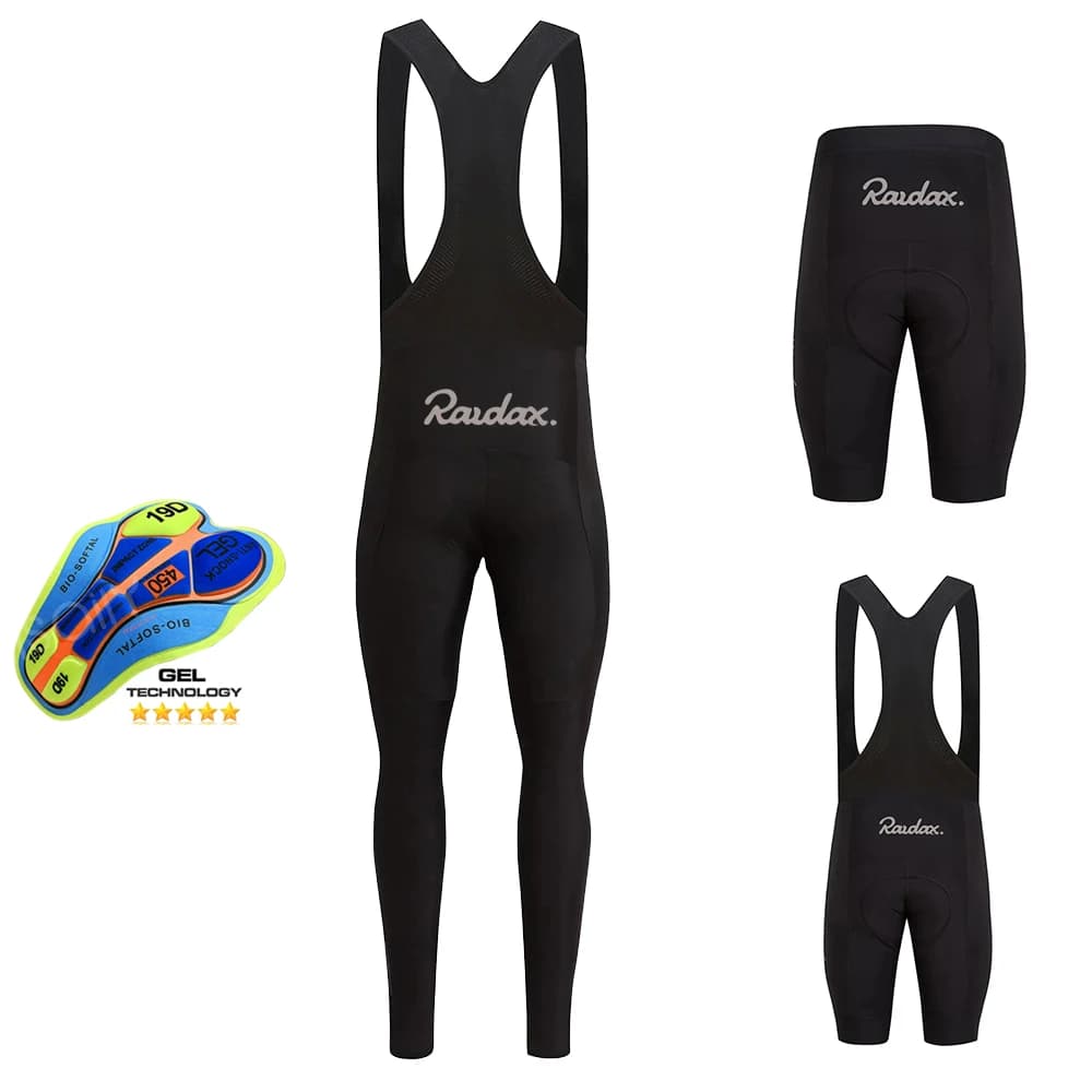 Cuissard de cyclisme Raudax noir pour homme, rembourrage en gel 19D, pantalon long de cyclisme Shockof pour le printemps, respirant, cuissard de vélo