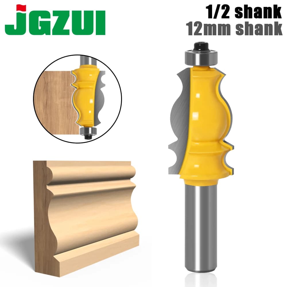 1 pièce Fraise à moulurer architecturale - Tige de 1/2 po, fraise à tenon de 12 mm et 8 mm pour outils de travail du bois - RCT-18002