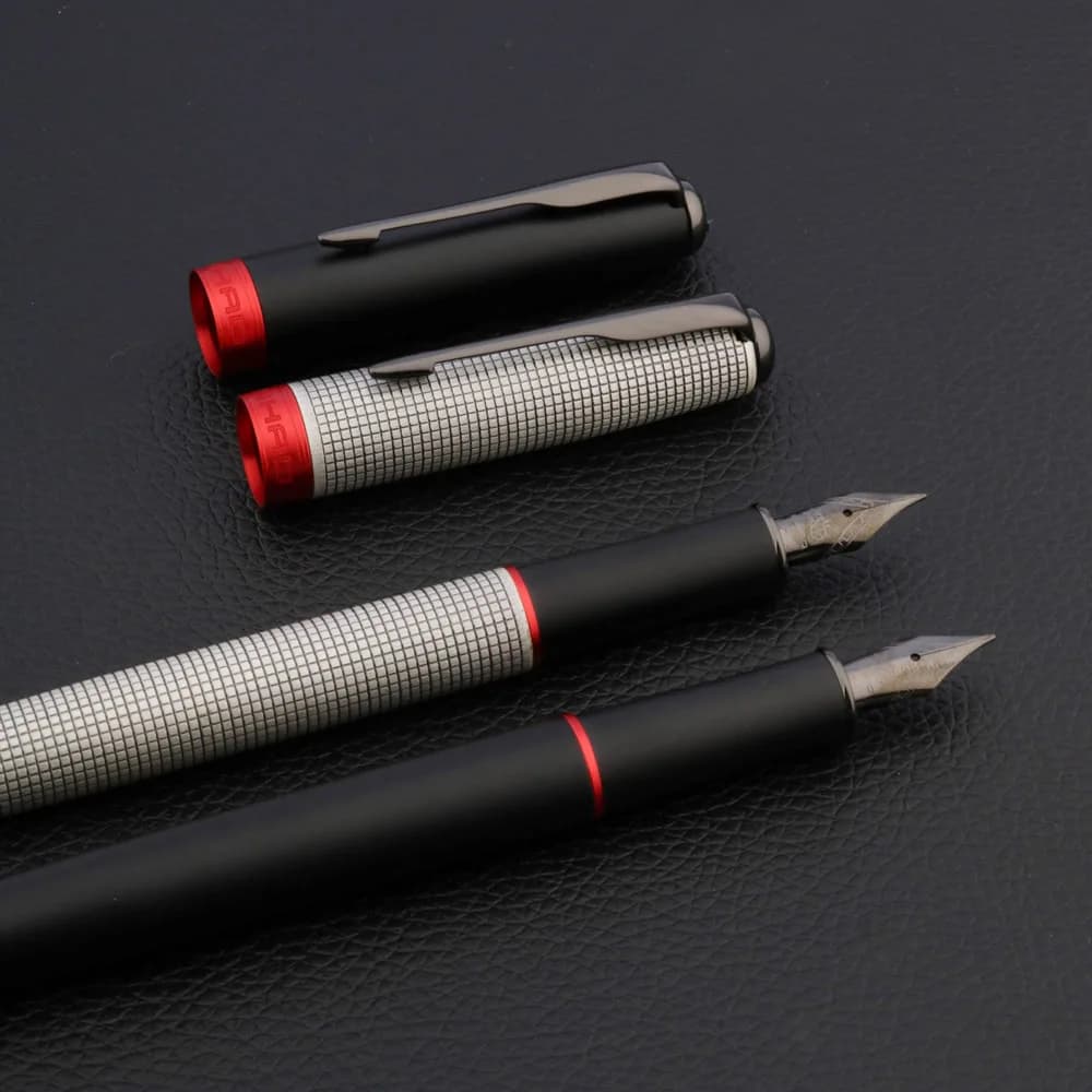 JINHAO 75 stylo plume de luxe à carreaux saisir cendres plume flèche acier au tungstène pointe noire encre classique bureau fournitures scolaires stylo