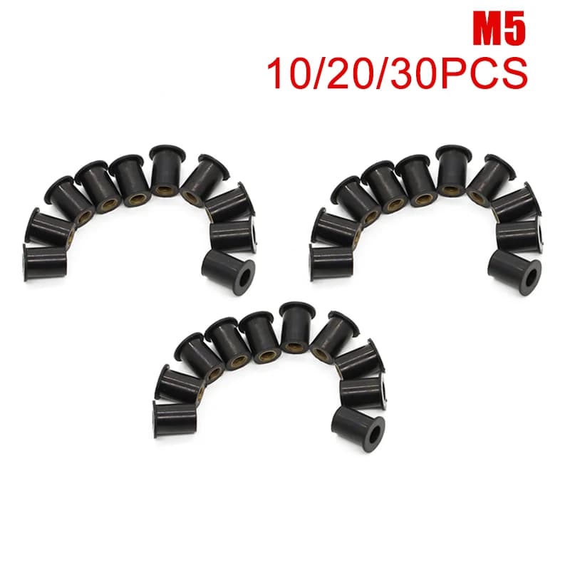 Écrous de puits en caoutchouc métriques M5 pour moto, vis de carénage de pare-brise, boulons, accessoires pour Honda Kawasaki Yamaha BMW Ducati