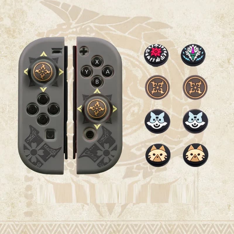 Capuchon de poignée de bâton de pouce, housse de protection pour manette Monster Hunter RISE Switch Oled Joy-Con, étui pour manette NS Lite