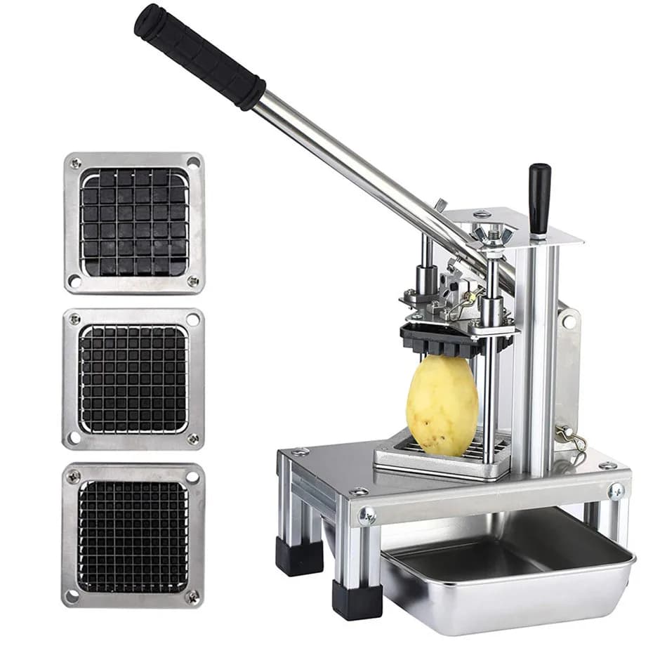 Trancheuse commerciale de légumes et de fruits, coupe-frites, trancheuse avec 3 lames en acier inoxydable, pommes de terre, carottes, concombres