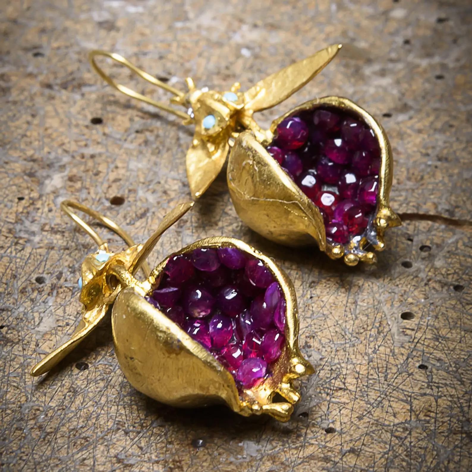 Boucles d'oreilles grenade faites à la main, bijoux turcs les plus populaires, cadeau spécial pour les amoureux