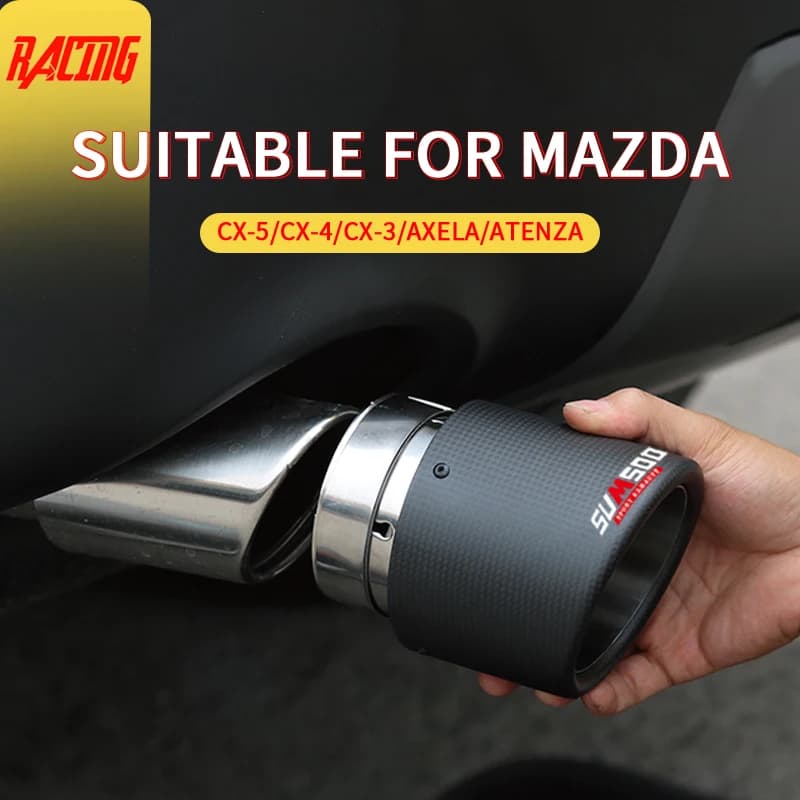 1 pièce, embout d'échappement décoratif modifié en fibre de carbone, véritable pièce de rechange pour Mazda CX-5 CX-4 CX-3