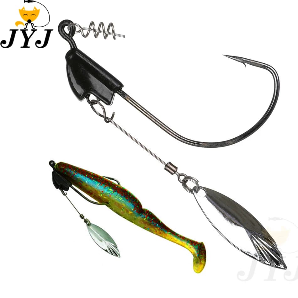 3 pièces/sac 5.5g 6g 6.5g 7.5g 9.5g crochet de gabarit de pêche avec cuillère rotative pour poisson souple wobbler swimbaits leurre