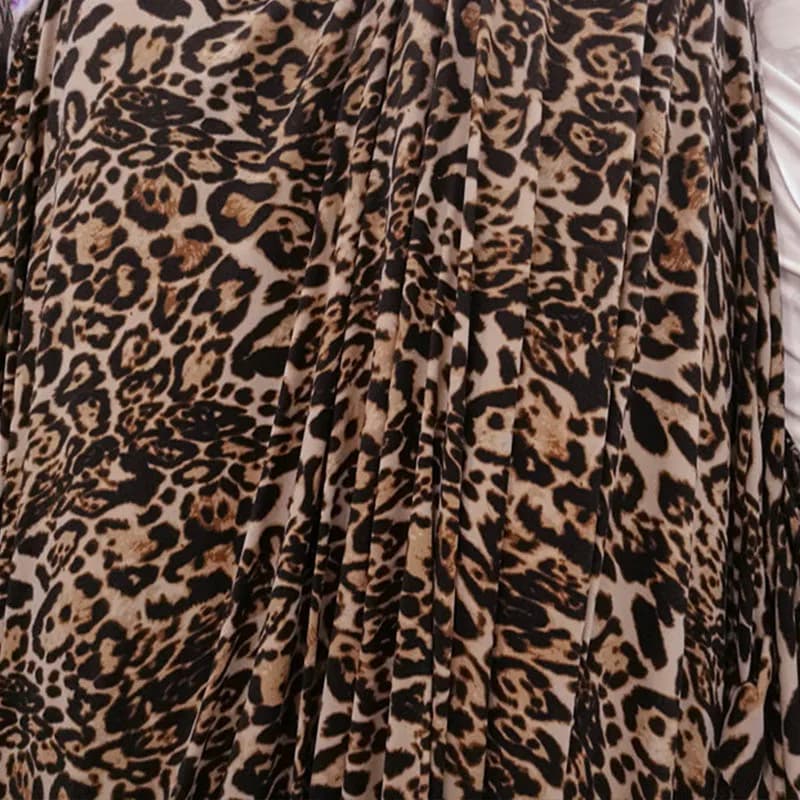 Bon, 4 voies élastique, tissu imprimé motif léopard marron, bricolage, couture, robe pour femmes, pantalons serrés, tissu tricoté en coton/Spandex en soie de lait