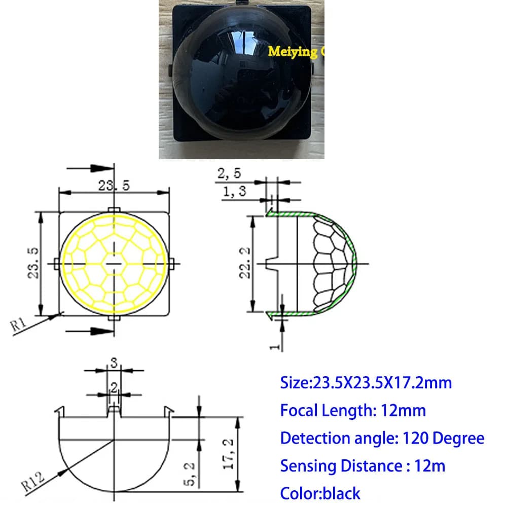 1 lentille Fresnel PIR pour capteurs de mouvement infrarouges pyroélectriques, accessoire de capteur optique de détection de corps humain