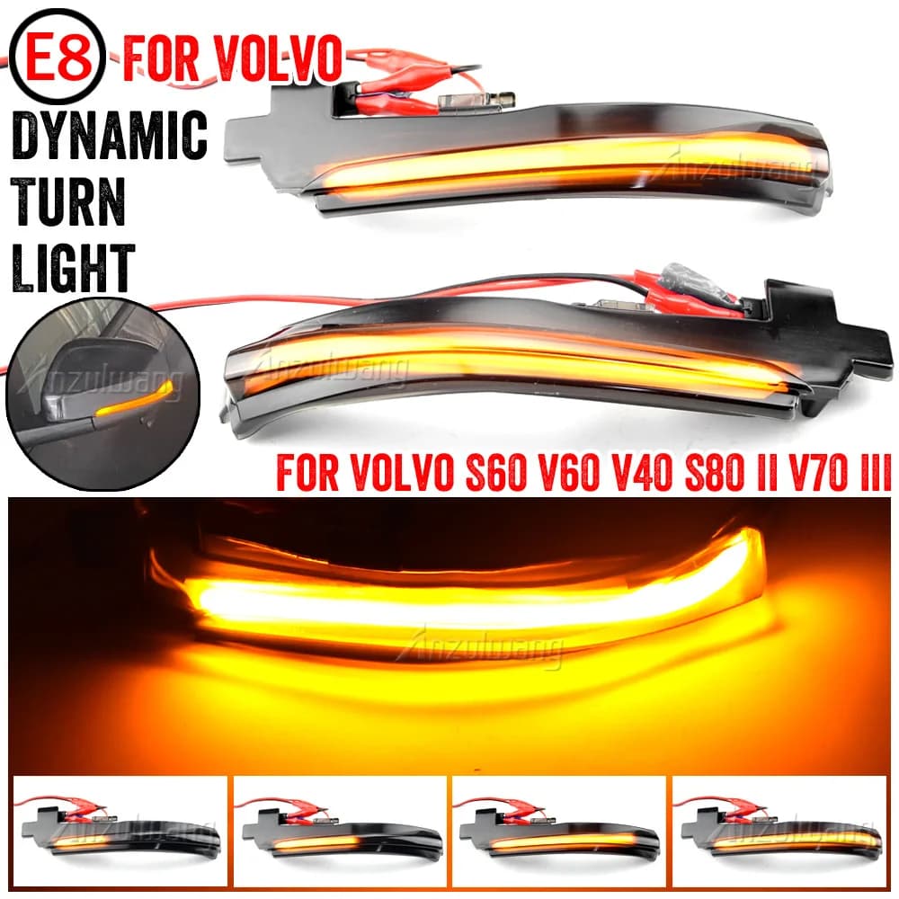 2x Clignotants LED dynamiques séquentiels pour rétroviseurs latéraux Volvo S60 CC S60 II S80 II V40 CC 40 II V60 CC V70