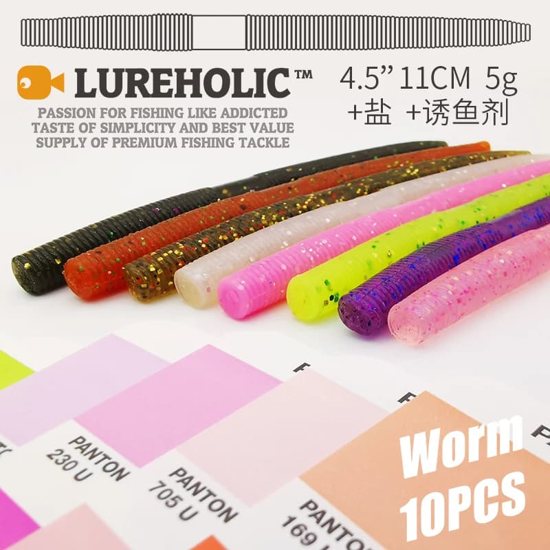 LUREHOLIC Senko Worm 10 pièces 11 cm 4.5 "pour Neko Rig wacky rig Gemany PVC matériel résistant doux grand plastique souple appât de natation leurre