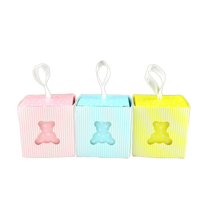 Boîtes à bonbons en papier Kraft 50 pièces, petit ours en peluche boîte à bonbons en carton pour cadeaux de mariage, décor de fête prénatale anniversaire à faire soi-même