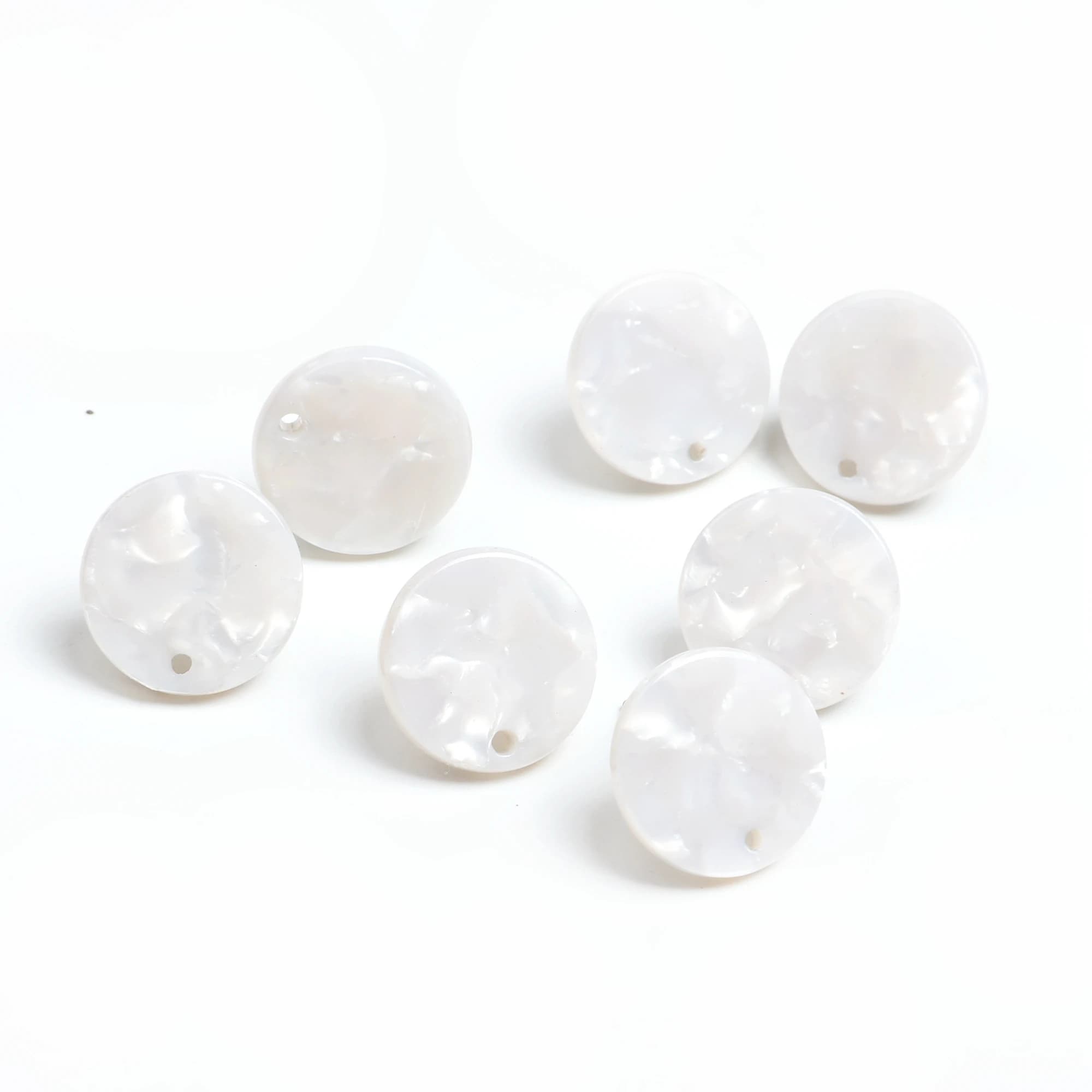 Boucles d'oreilles en acétate blanc, goujon de boucle d'oreille acrylique, boucles d'oreilles de petit poteau, goujons ronds de cercle, Boho, résultats d'Ohrringe, 12mm,ACE5128