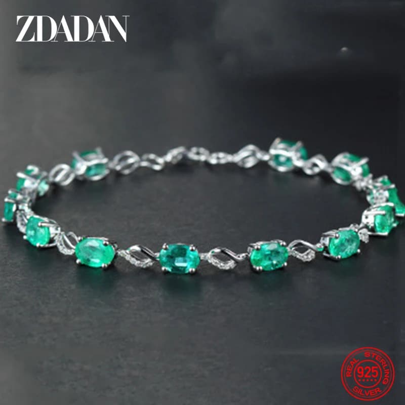 ZDADAN – Bracelet en argent Sterling 925 pour femmes, chaîne émeraude, accessoires de bijoux à la mode