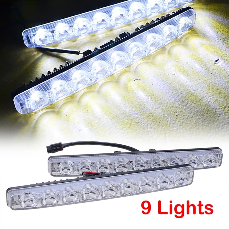 Phare antibrouillard à 9 LED avec boîtier en Aluminium, lumière blanche froide, pour voiture, accessoires d'éclairage, 12V, 6000k, 2 pièces