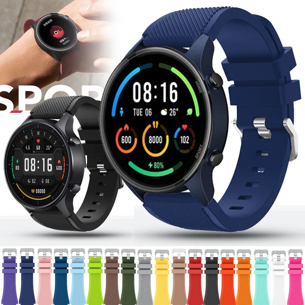 Pour Xiaomi MI montre/S1 Bracelet actif Bracelet en Silicone 22mm Bracelet de montre Mi montre couleur édition sport correa pour Huawei GT 2 3 2e