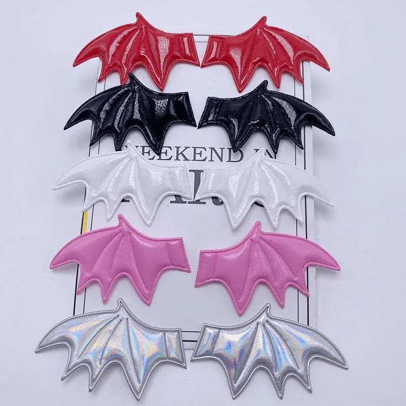 Lot de 40 pièces 3.5x6CM, tissu en cuir, ailes de chauve-souris de démon, Appliques rembourrées pour bricolage, Costume d'halloween, pince à cheveux de Vampire, patchs de décoration