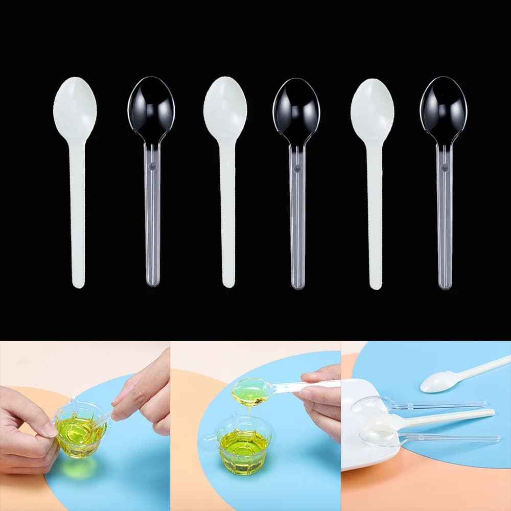 Lot de 10/20/50 cuillères en Silicone pour fabrication de bijoux, bâtonnets en plastique, moule en résine époxy UV
