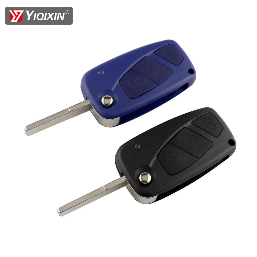 YIQIXIN – coque de clé de voiture pliable à 3 boutons, noire et bleue, pour Fiat 500 Punto Ducato Stilo Panda EVO Bravo Doblo Qubo, idée