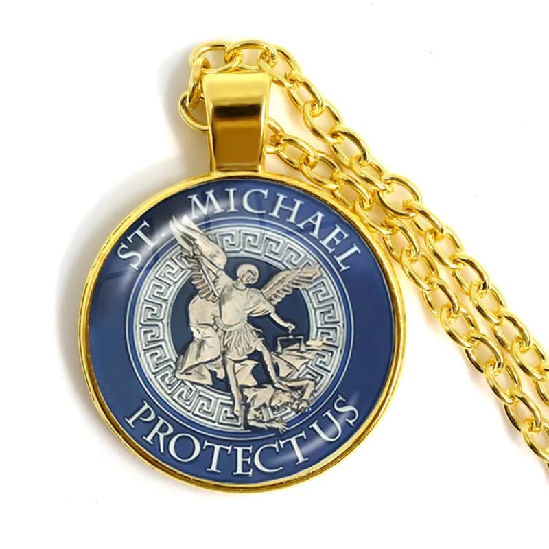 Collier Cabochon en verre de 25mm, 1 pièce, archange St. Michael, me protège, bouclier Saint, breloque de Protection, pendentif orthodoxe russe, bijoux