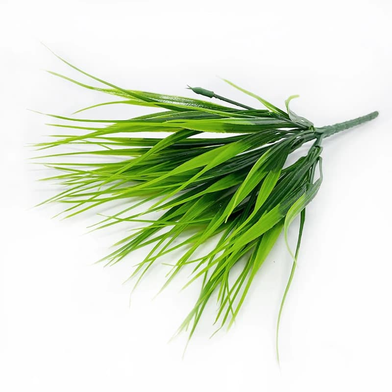 Plante d'herbe artificielle en plastique à 7 branches, Imitation d'herbe verte, fausse plante, décoration de maison, jardinage, décoration extérieure