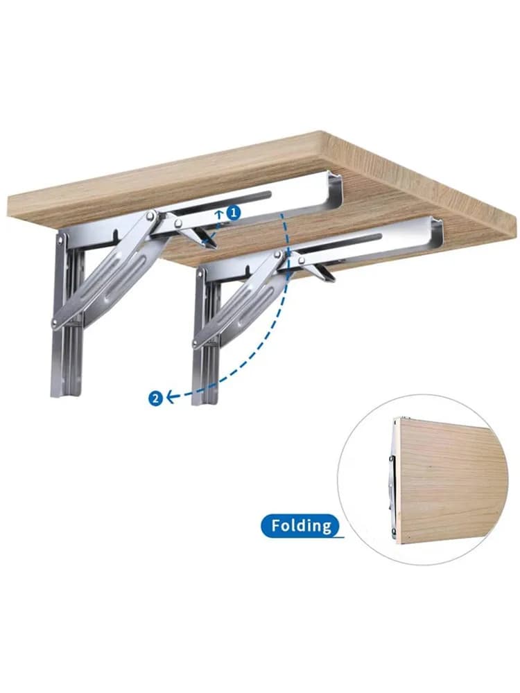 2 supports pliants robustes en acier inoxydable pour banc/table, gain de place à domicile. Max. Charge utile : 550 lb