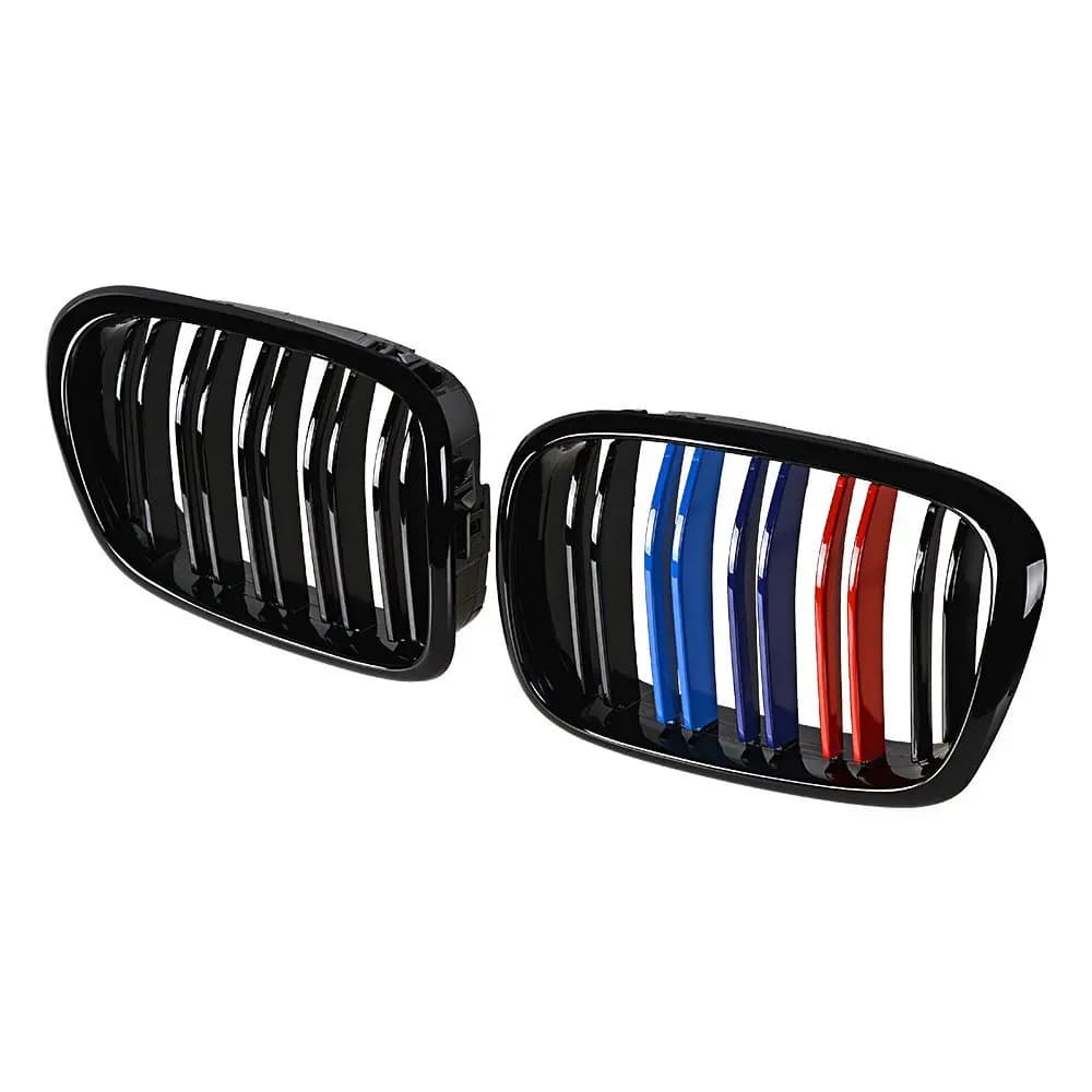 Grille de rein de capot de pare-chocs avant, grilles à lattes de tourisme, style sport M, noir brillant, BMW Série 5, E39, 1995-2004, 256, 2 pièces