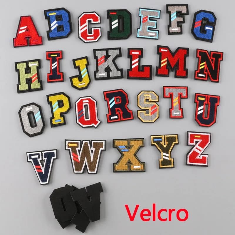 Patchs de lettres A-Z sur vêtements, pâte magique, motard militaire, broderie, autocollant pour vêtements, 26 pièces, Alphabet, Logo de marque, bricolage