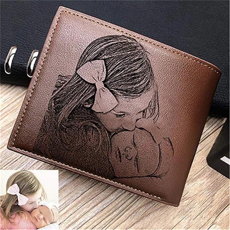 Portefeuilles personnalisés en cuir PU pour hommes, sac à main court gravé, photo personnalisée, cadeau de luxe pour lui, haute qualité Portefeuille cadeau fête des pères