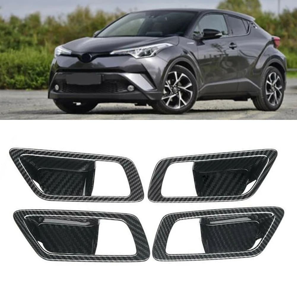 Poignée de porte intérieure en Fiber de carbone ABS, 4 pièces, pour Toyota CHR C-HR 2016 2017 2018 2019 2020 2021, couvercle de bol, garniture, accessoires de voiture
