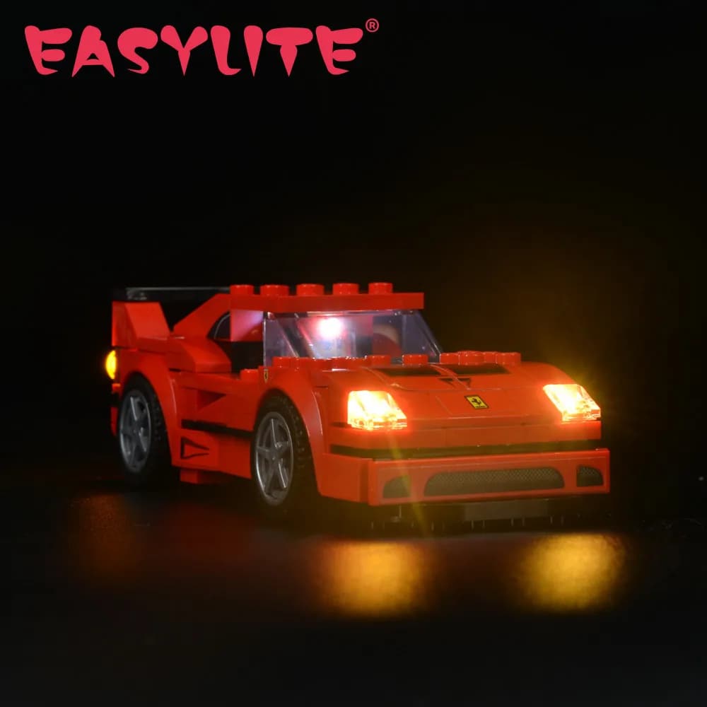 EASYLITE-Kit d'éclairage LED pour voiture 75890 Speed Champions F40, blocs de bricolage, jouets en briques uniquement, modèle non inclus