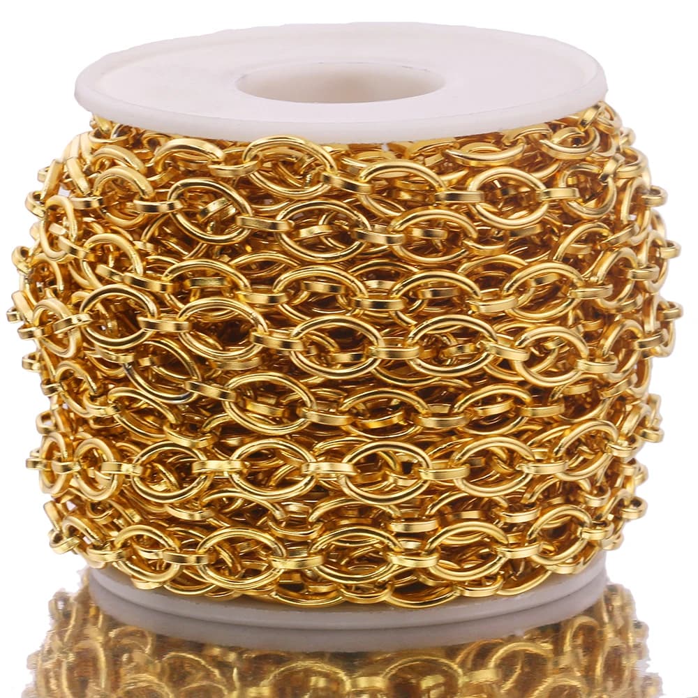 Chaînes de câble en forme de O en acier inoxydable, 1 mètre de largeur, 7mm, pour la fabrication de bijoux, colliers, bracelets de cheville, fournitures