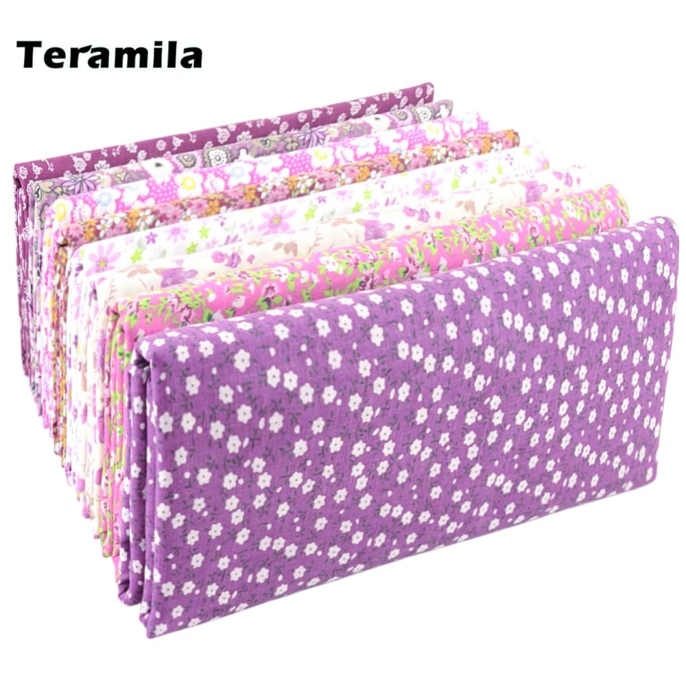Teramila-Tissu 100% coton à motifs floraux violets, pour patchwork, grill, pour la couture artistique, bricolage, artisanat fait à la main, travaux grossier