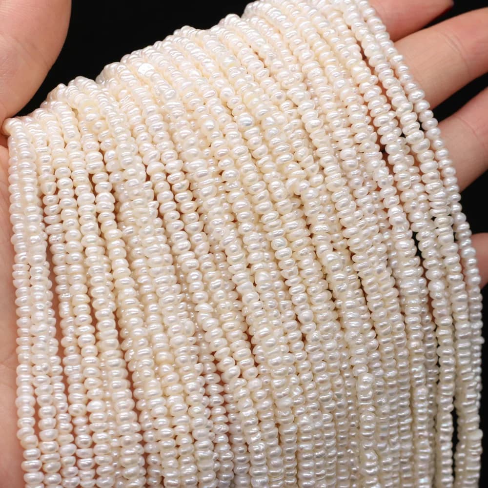 Perles d'Eau Douce Naturelles Blanches en Forme de Pomme de Terre, 3-3.5mm, pour Bricolage de Collier, Bracelet, Bijoux, 14 en Vrac