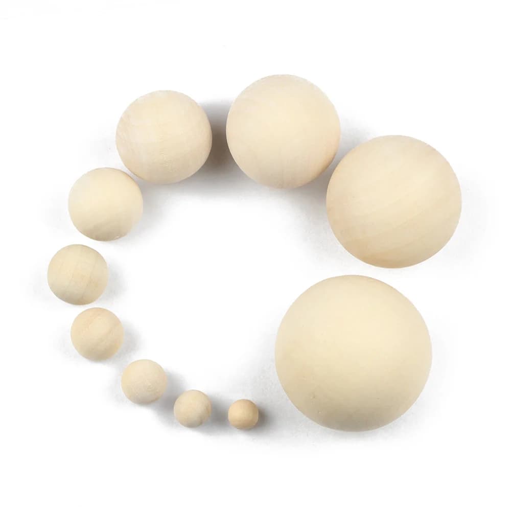 Perles Rondes en Bois Écologiques, Boule Naturelle, pour la Fabrication de Bijoux, Bracelets, Artisanat, DIY, Sans Trou, 8 ~ 40mm