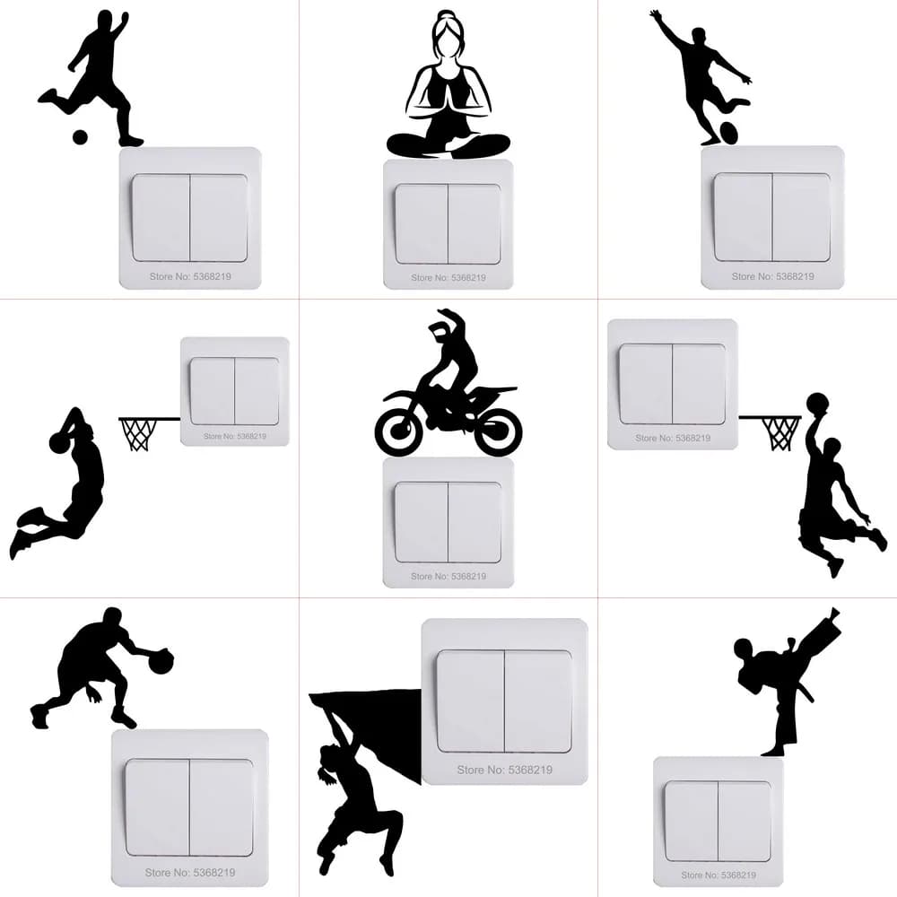 Décoration murale pour chambre d'enfants, autocollant de sport, Football, basket-ball, Tennis, patinage de figurines, surf, Yoga, escalade