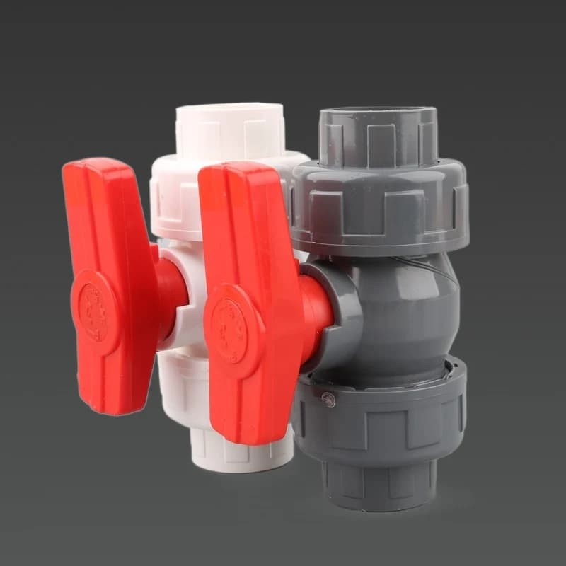 1pc PVC Union robinet à tournant sphérique 20 25 32 40 50mm tuyau d'eau robinet à tournant sphérique jardin Irrigation Aquarium Aquarium PVC tuyau Tube Valve